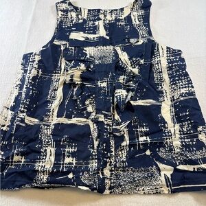 Abstract Navy and White Women's Top